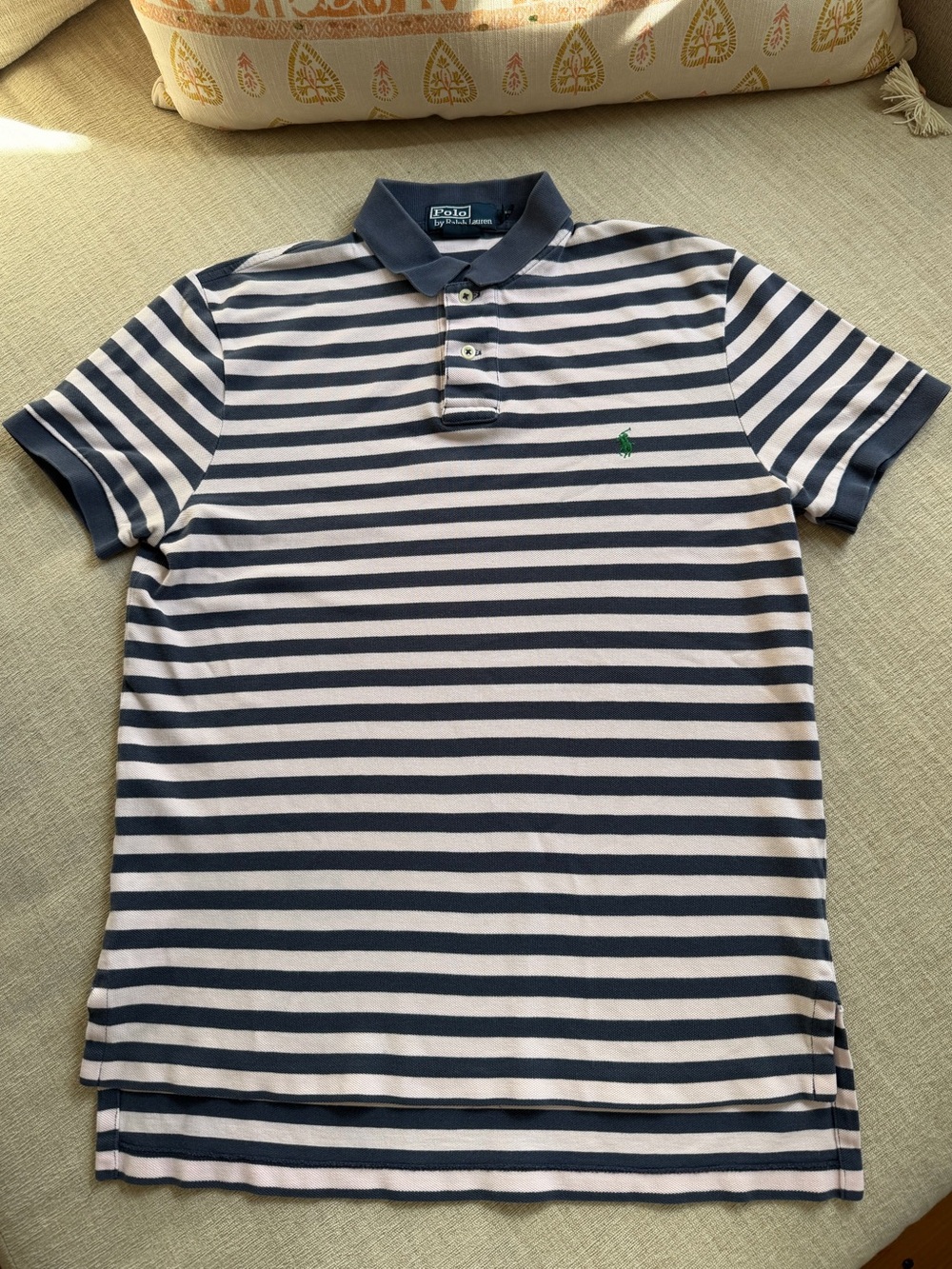 Polo by Ralph Lauren Blue/Pink Striped Short Sleeve Shirt. Men's Size: M.